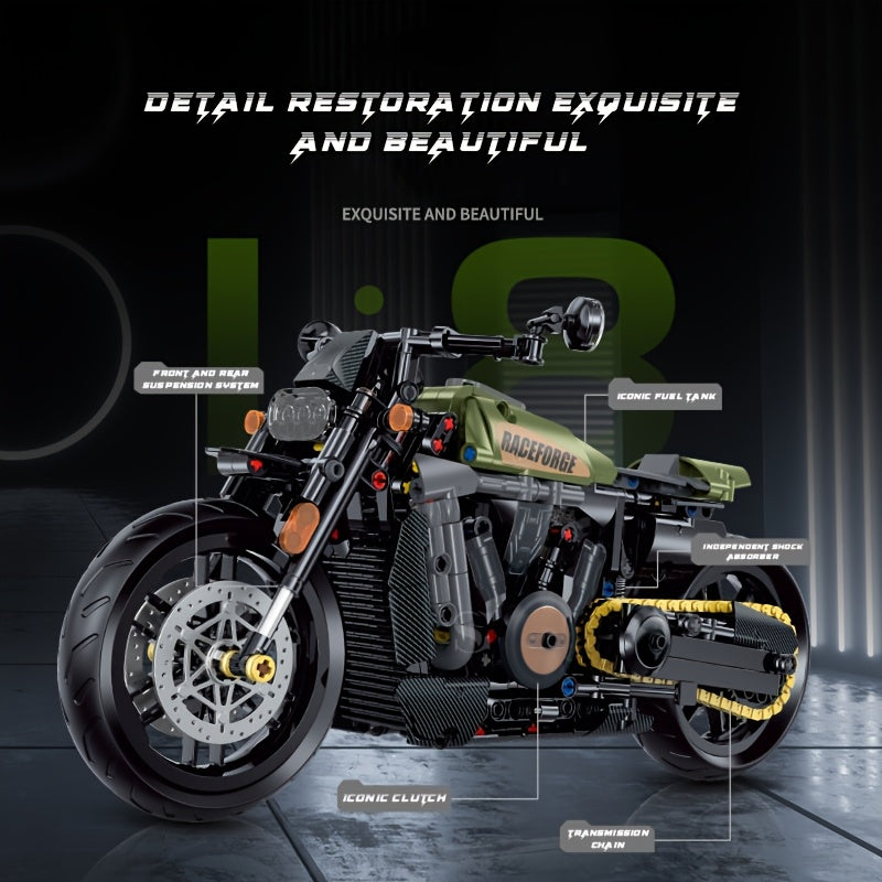 634pcs Technology Motorcycle Building Block Toy Set, Motorcycle Enthusiasts' Collectibles, Christmas Gifts, Halloween Gifts, Thanksgiving Gifts, Valentine's Day Gifts, Birthday Gifts