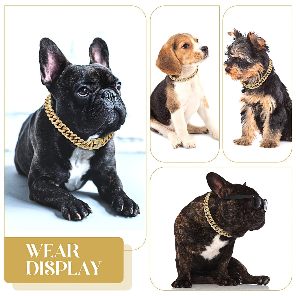Collar para Perro con Brillo Diamondoid | Cadena Metálica Resistente y Broche Seguro para Paseos con Estilo