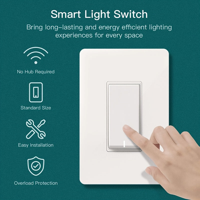 Interruptor Inteligente WiFi 2.4GHz Panel US | Control Remoto desde App Smart Life + Compatible con Alexa y Google Assistant