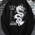 Men's Casual Japanese Characters & Chinese Dragon Print Crew Neck Sweatshirt