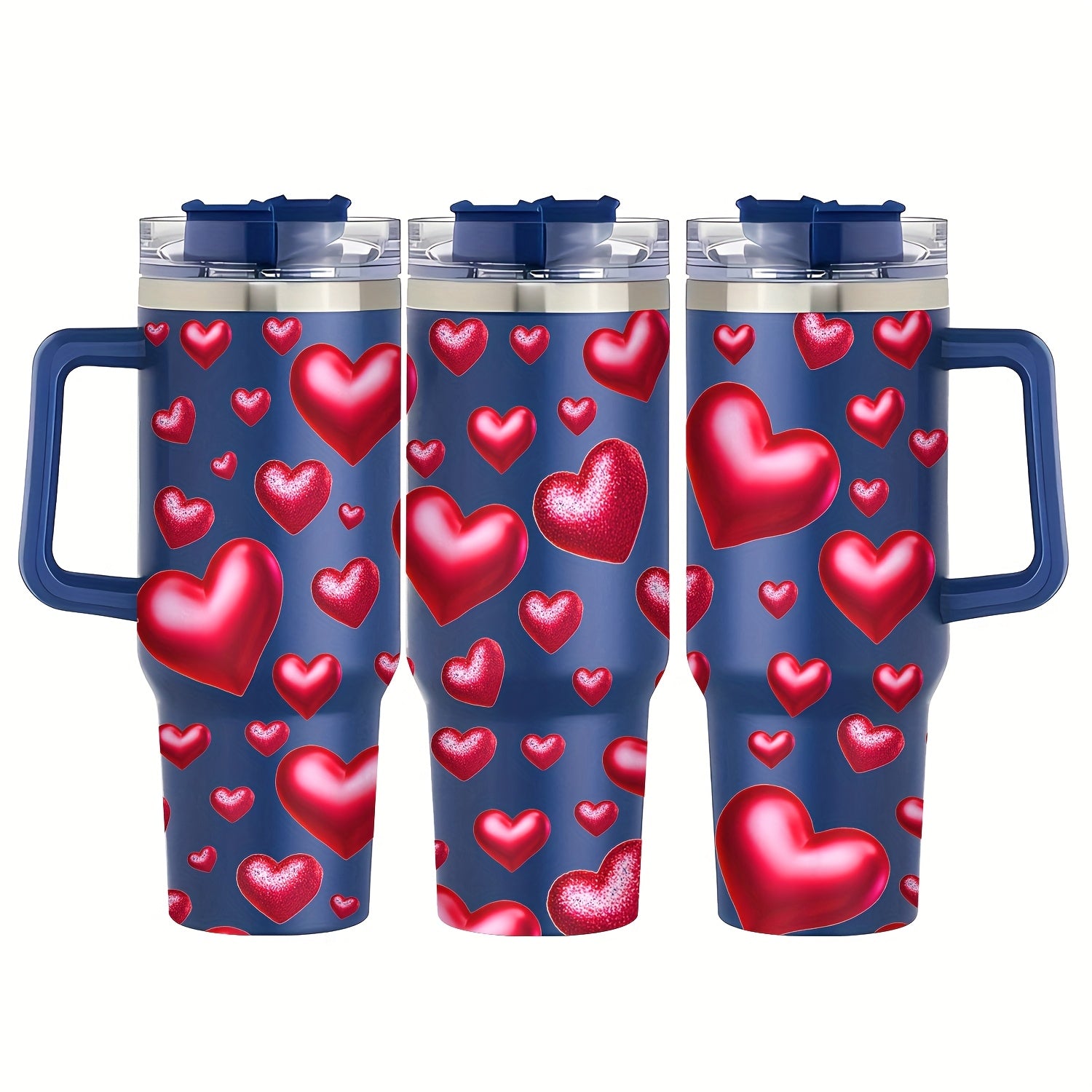 Vaso Térmico Premium 40oz con Tapa | Diseño de Corazones, Acero Inoxidable y Aislamiento al Vacío – Regalo Ideal para San Valentín