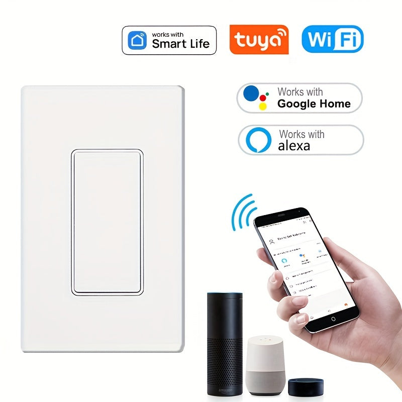 Interruptor Inteligente WiFi 2.4GHz Panel US | Control Remoto desde App Smart Life + Compatible con Alexa y Google Assistant