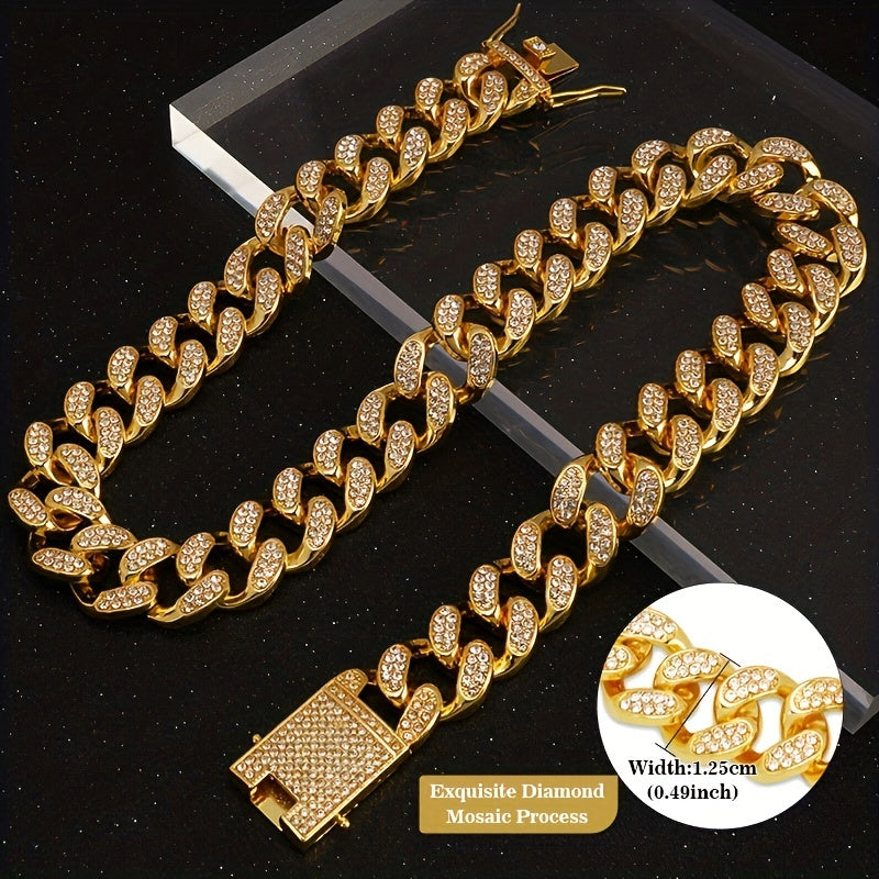 Collar para Perro con Brillo Diamondoid | Cadena Metálica Resistente y Broche Seguro para Paseos con Estilo