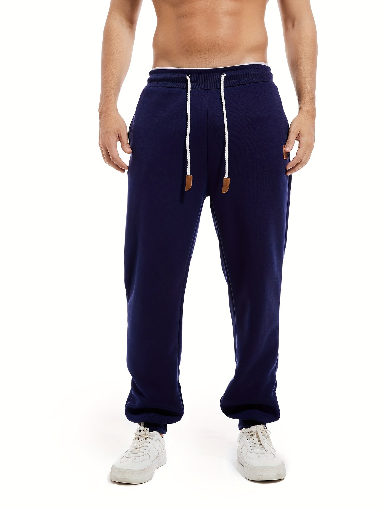 Men's Slim Fit Casual Trousers Drawstring Waist Sweatpants For Autumn And Winter