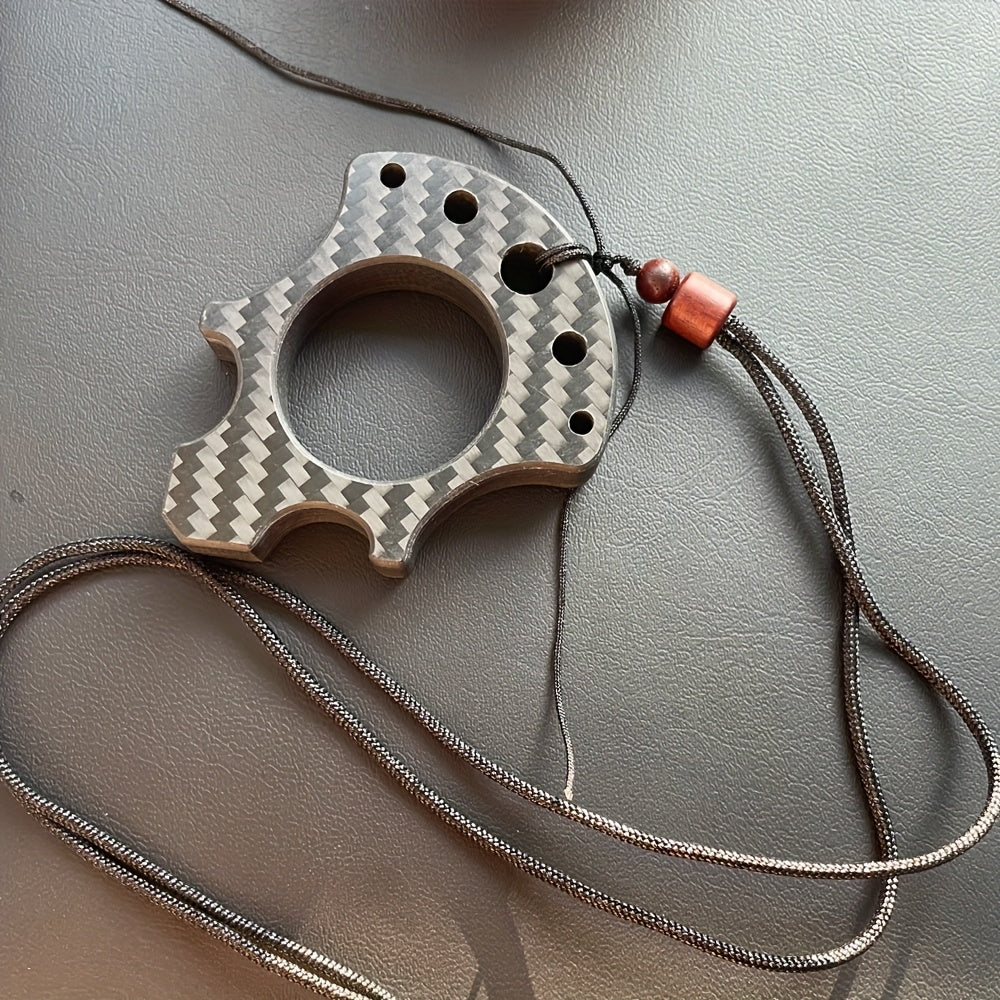 Carbon Fiber Multifunctional Pendant Necklace, Avant-Garde Style, Black Synthetic Fiber Rope, EDC Accessory, Men'S Gift, Pirate-Inspired Jewelry, Ideal for Valentine'S Day & Spring Festival