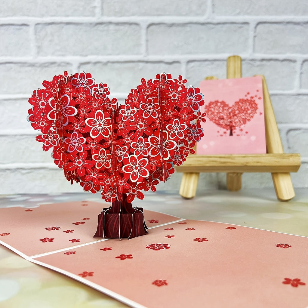 1pc Pop-up 3D Greeting Card With Envelope Giving Tree Pattern Hot Silvery Shine Suitable For Valentine's Day/Wedding/Engagement/Miss You/Anniversary, Suitable For Her/girlfriend/wife/lover/friend