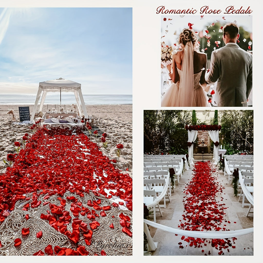 600pcs Artificial Rose Petals for Romantic Night Decoration, Suitable for Valentine's Day, Wedding, Engagement, Party, Loose Flower Decoration