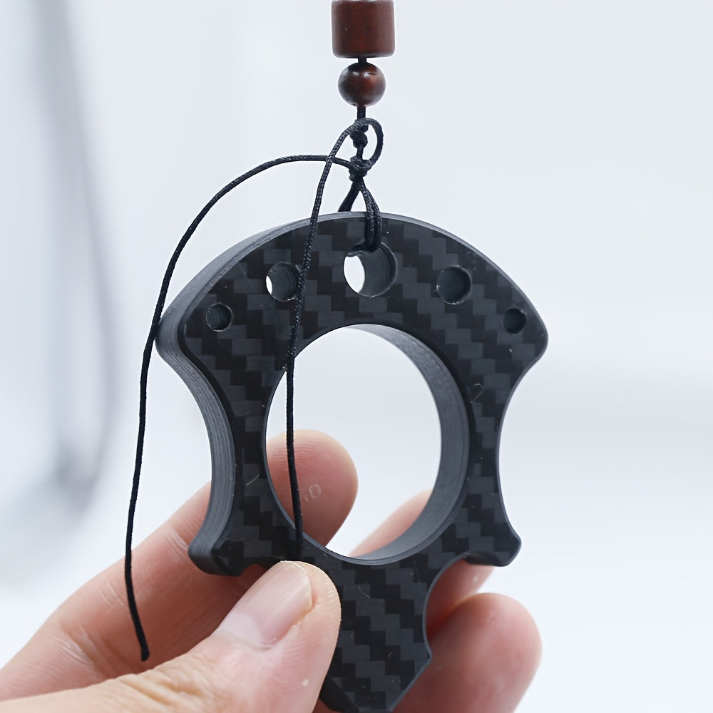 Carbon Fiber Multifunctional Pendant Necklace, Avant-Garde Style, Black Synthetic Fiber Rope, EDC Accessory, Men'S Gift, Pirate-Inspired Jewelry, Ideal for Valentine'S Day & Spring Festival