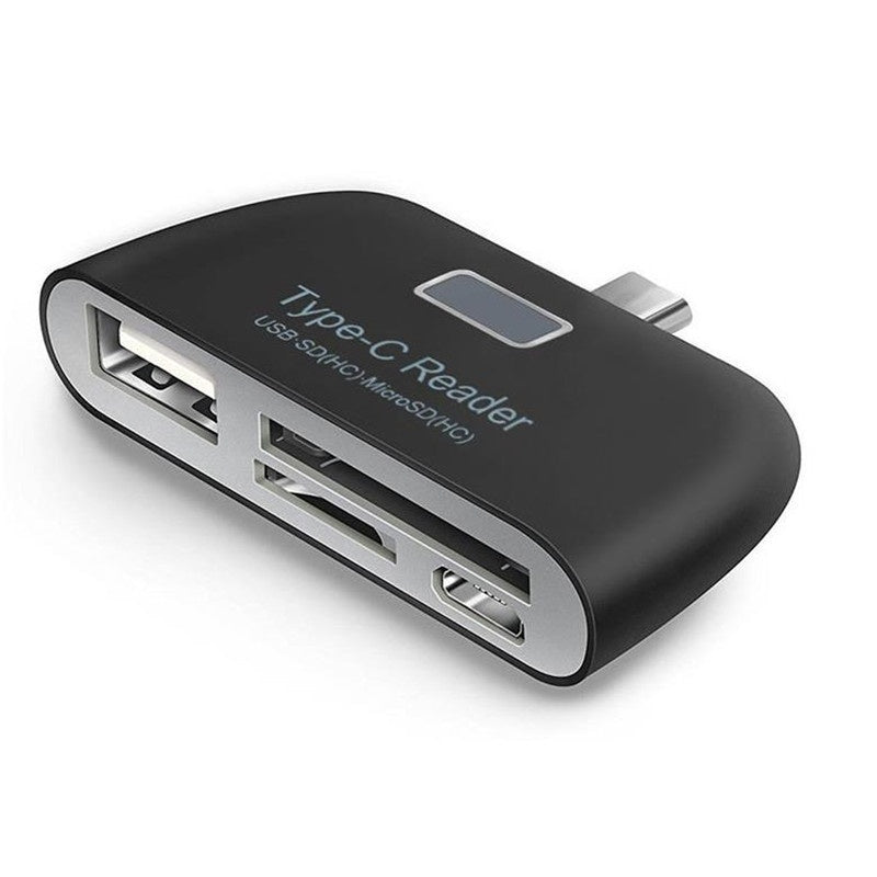 Adaptador USB-C 4 en 1 Multifuncional | Lector SD/TF + USB 3.1 + Micro-USB OTG – Compatible con Laptop, PC y Smartphone