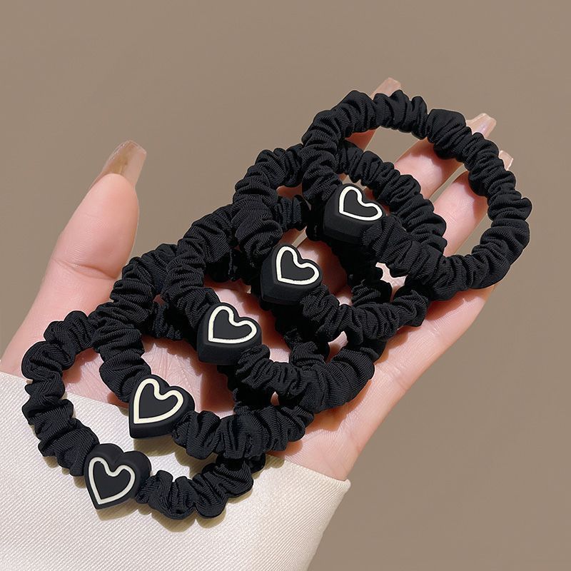 10pcs Valentine's Day Heart Scrunchies - High Elasticity, Durable Hair Ties for Women & Girls, Polyester
