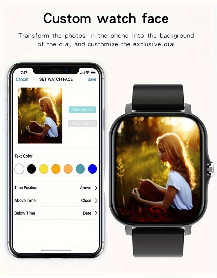 2024 Upgraded Smart Watch with Call Function - Full Touch Screen, Fitness Tracker, Zinc Alloy Case, Silicone Band, Rechargeable Lithium Battery (180mAh), Wireless Smartwatch for Android & iOS, Ideal for Mother's Day, Father's