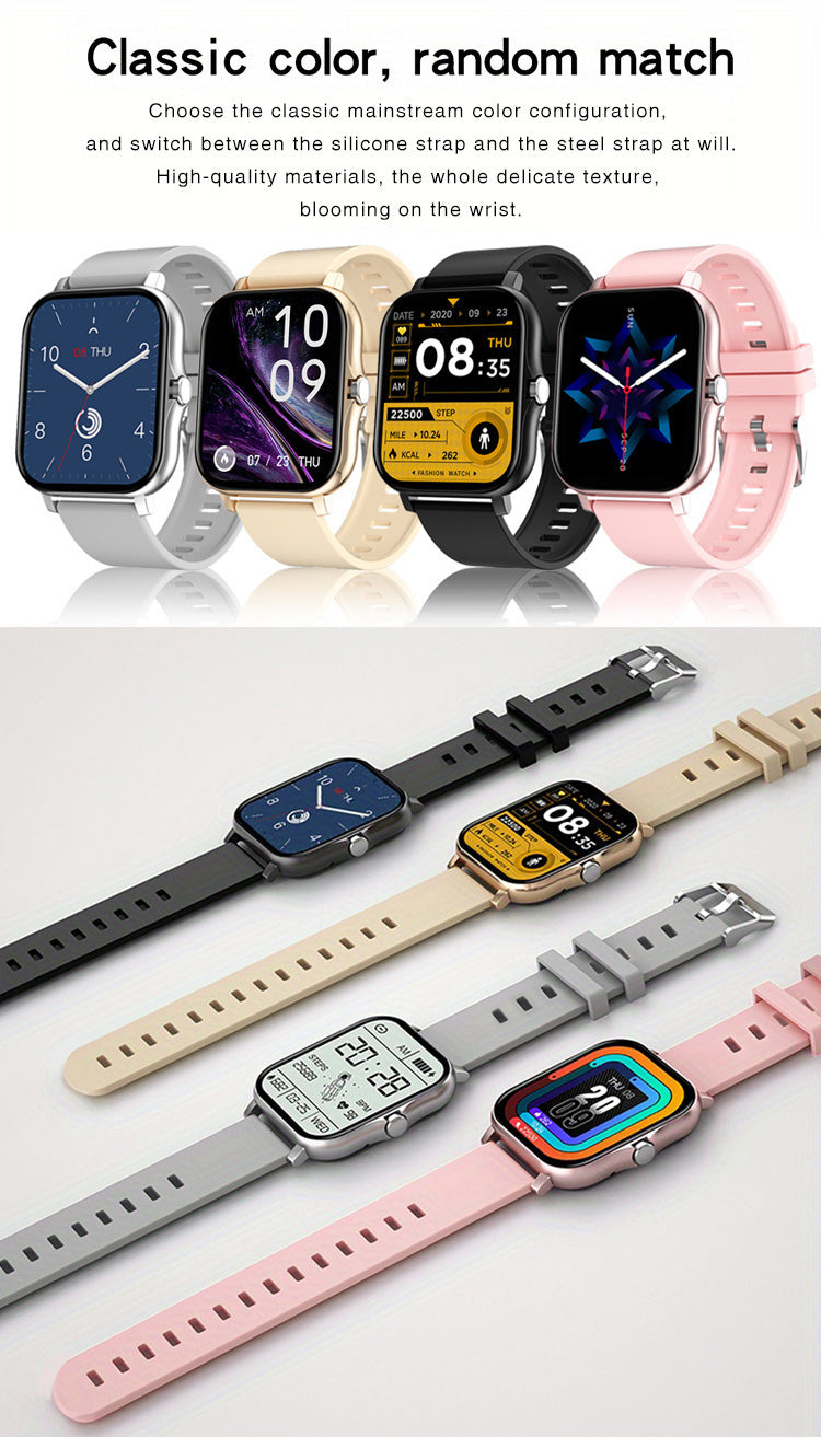 2024 Upgraded Smart Watch with Call Function - Full Touch Screen, Fitness Tracker, Zinc Alloy Case, Silicone Band, Rechargeable Lithium Battery (180mAh), Wireless Smartwatch for Android & iOS, Ideal for Mother's Day, Father's