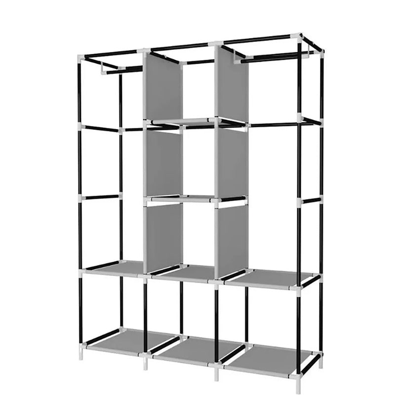 Closet Armable Organizador de Habitación - Perchero Portátil con Compartimentos y Barra Colgante