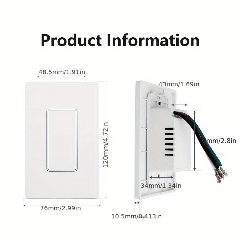 Interruptor Inteligente WiFi 2.4GHz Panel US | Control Remoto desde App Smart Life + Compatible con Alexa y Google Assistant
