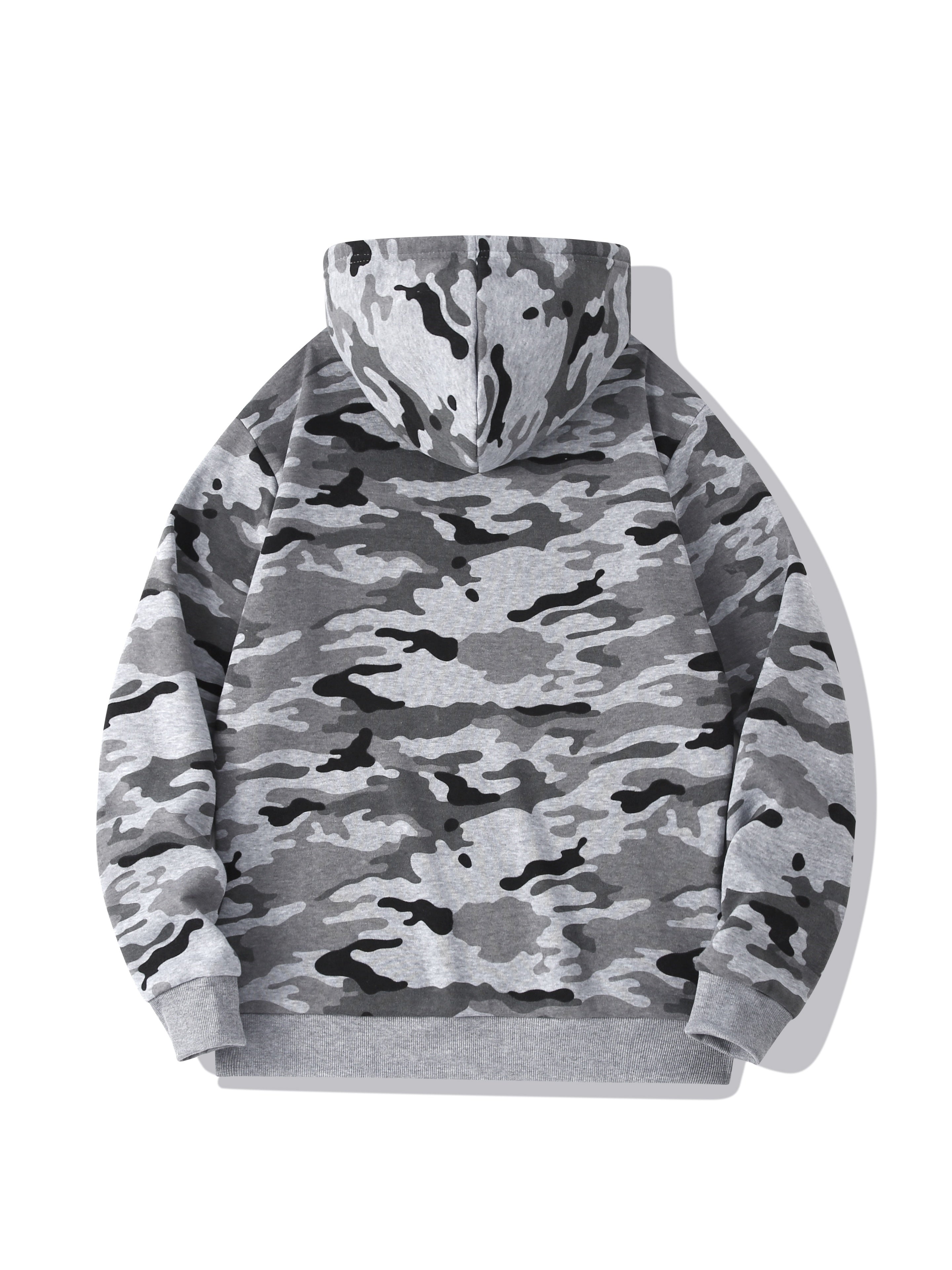 Men's Camouflage Loose Pullover Hooded Fleece Sweatshirt for Autumn And Winter, Hooded, Fleece