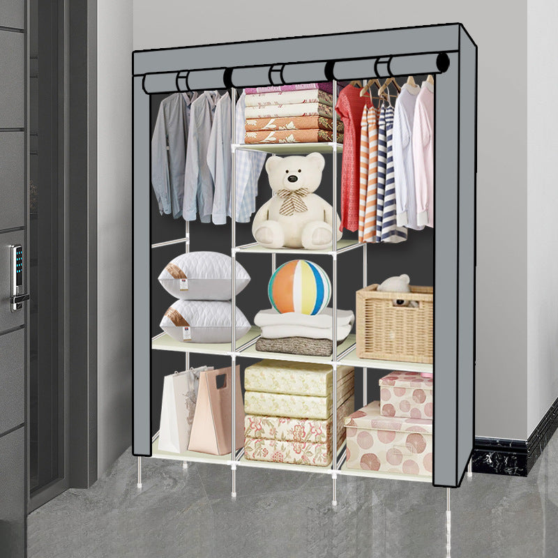 Armario Portátil Organizador de Ropa - 12 Compartimentos con Barra Colgante y Cubierta de Tela