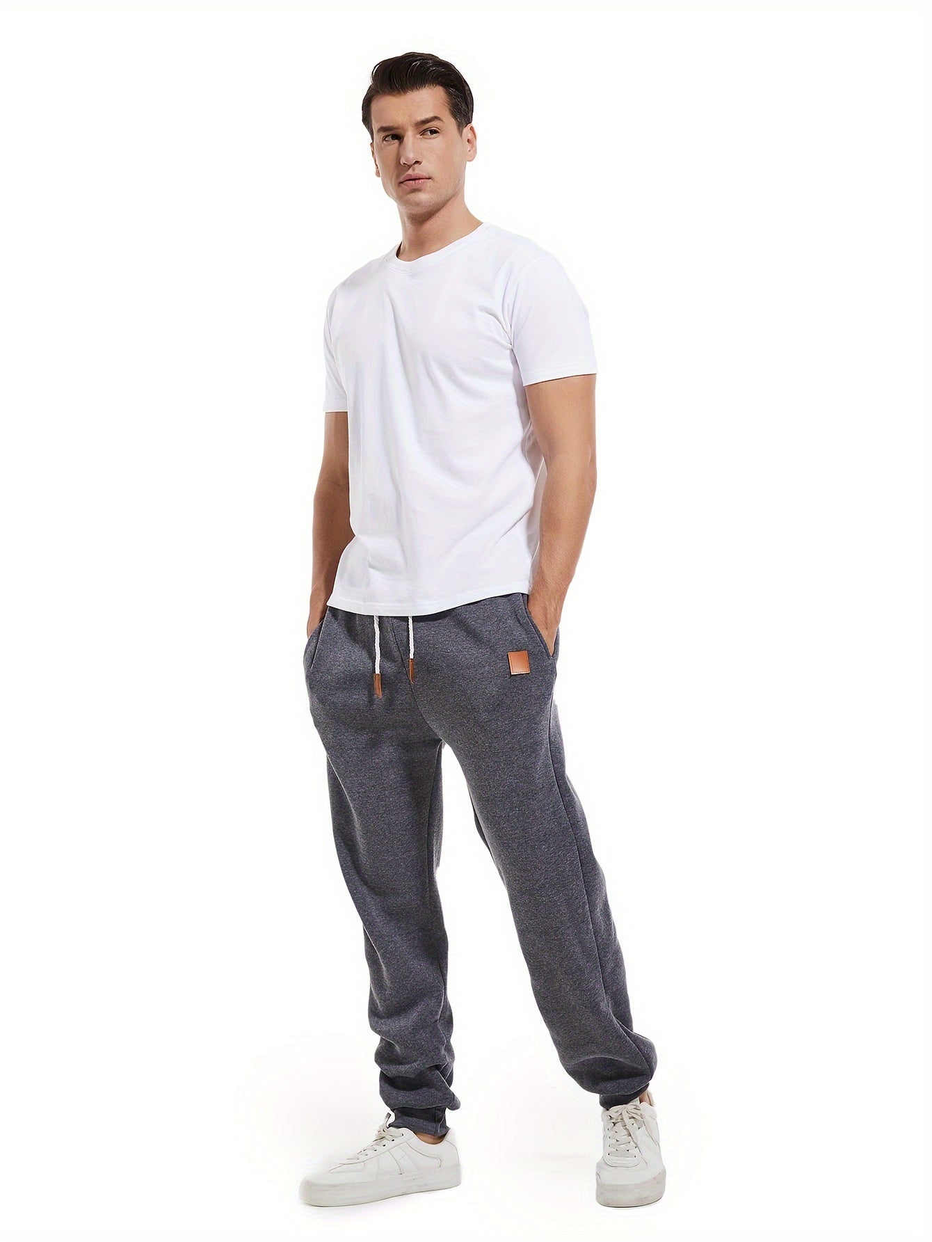 Men's Slim Fit Casual Trousers Drawstring Waist Sweatpants For Autumn And Winter