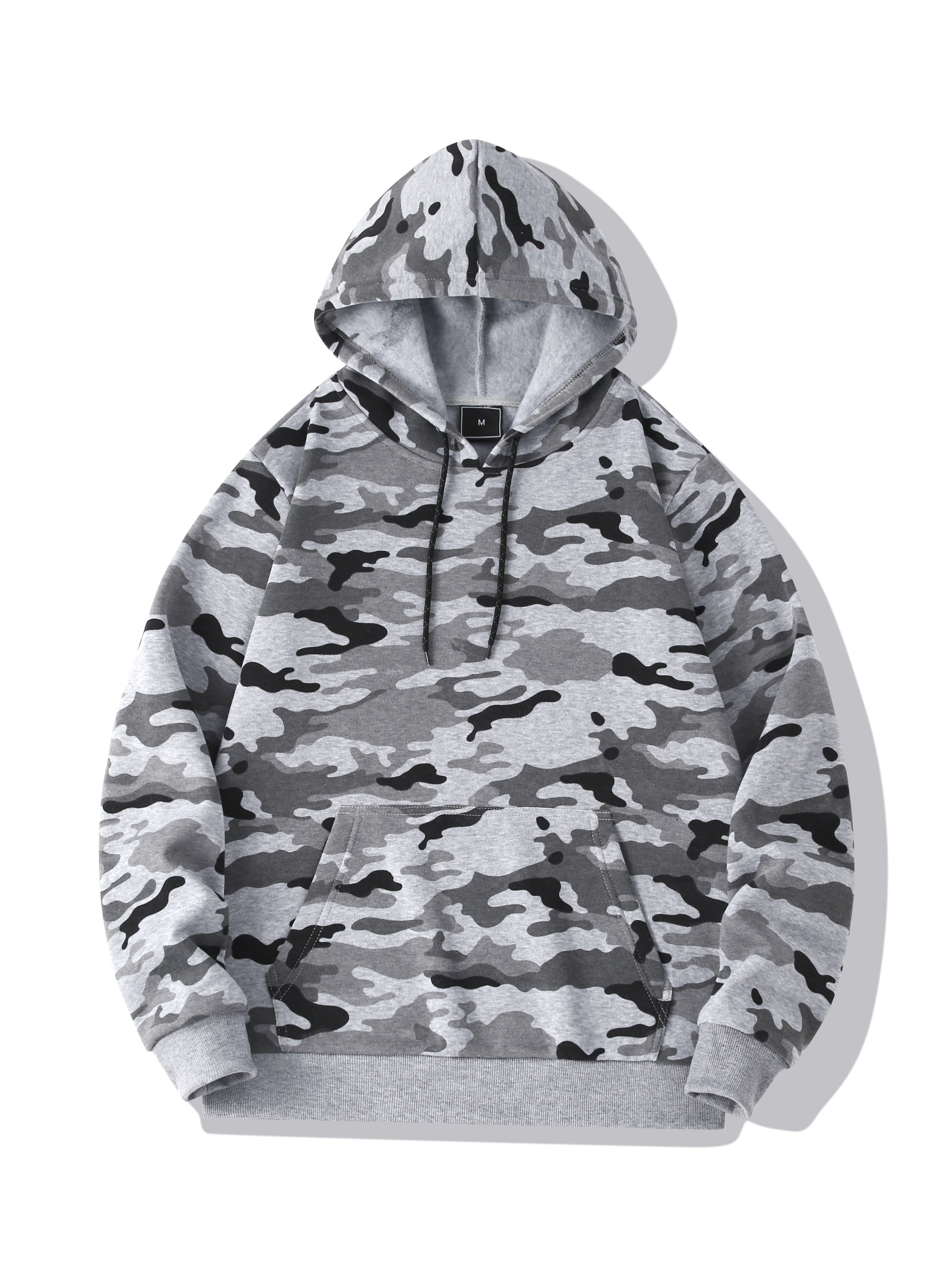 Men's Camouflage Loose Pullover Hooded Fleece Sweatshirt for Autumn And Winter, Hooded, Fleece