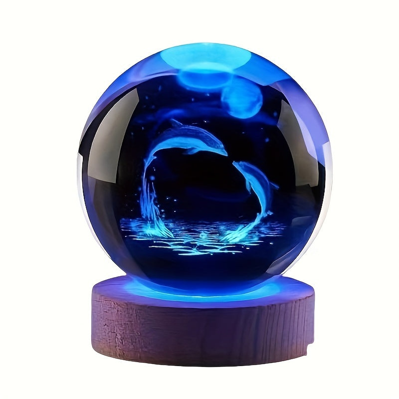1pc 3D Inner Carving Crystal Ball Solar System Galaxy Saturn LED Color Night Light, Desktop Decoration Christmas Valentine's Day Gift, Birthday Party For Astronomy Lovers