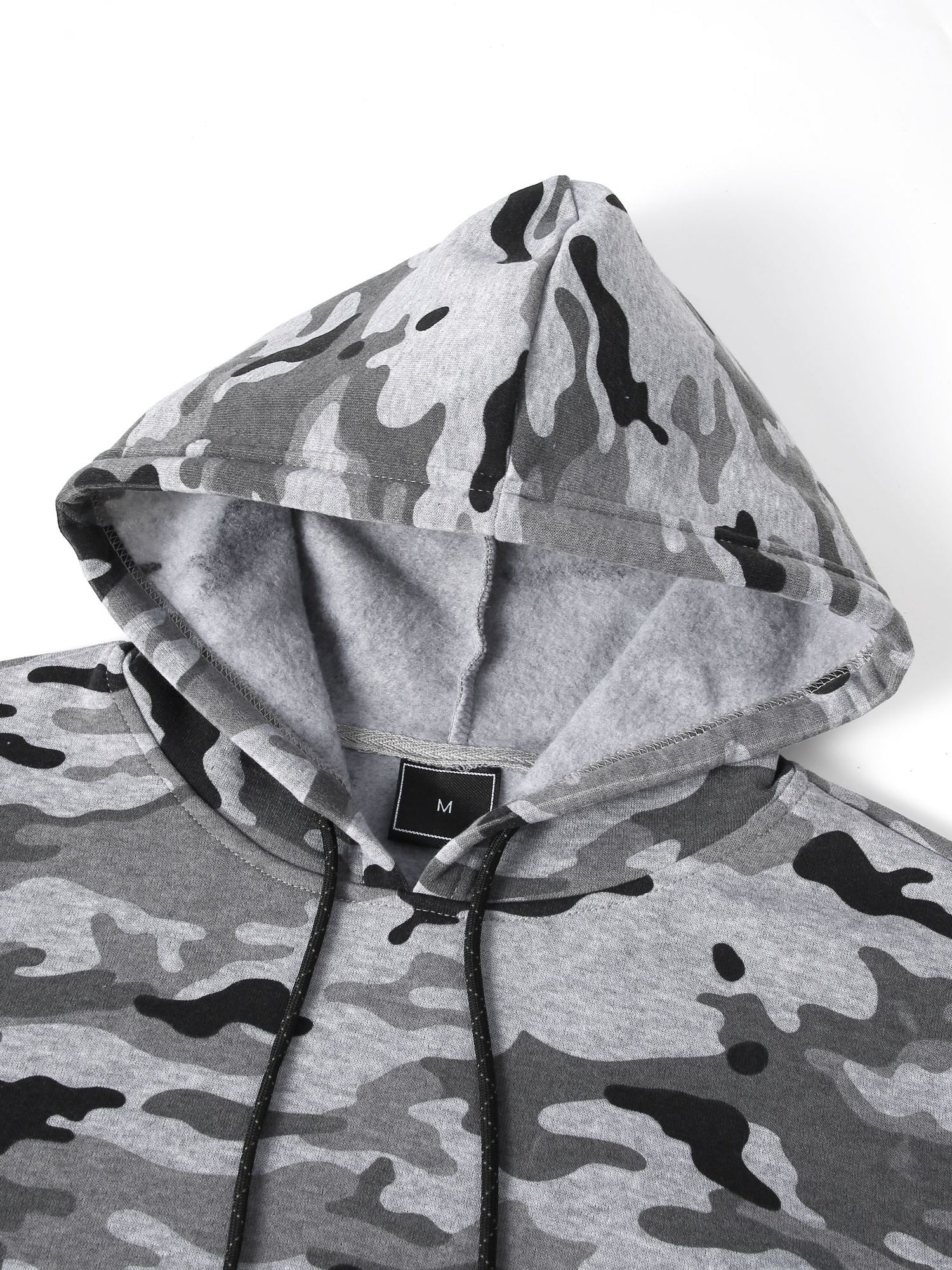 Men's Camouflage Loose Pullover Hooded Fleece Sweatshirt for Autumn And Winter, Hooded, Fleece