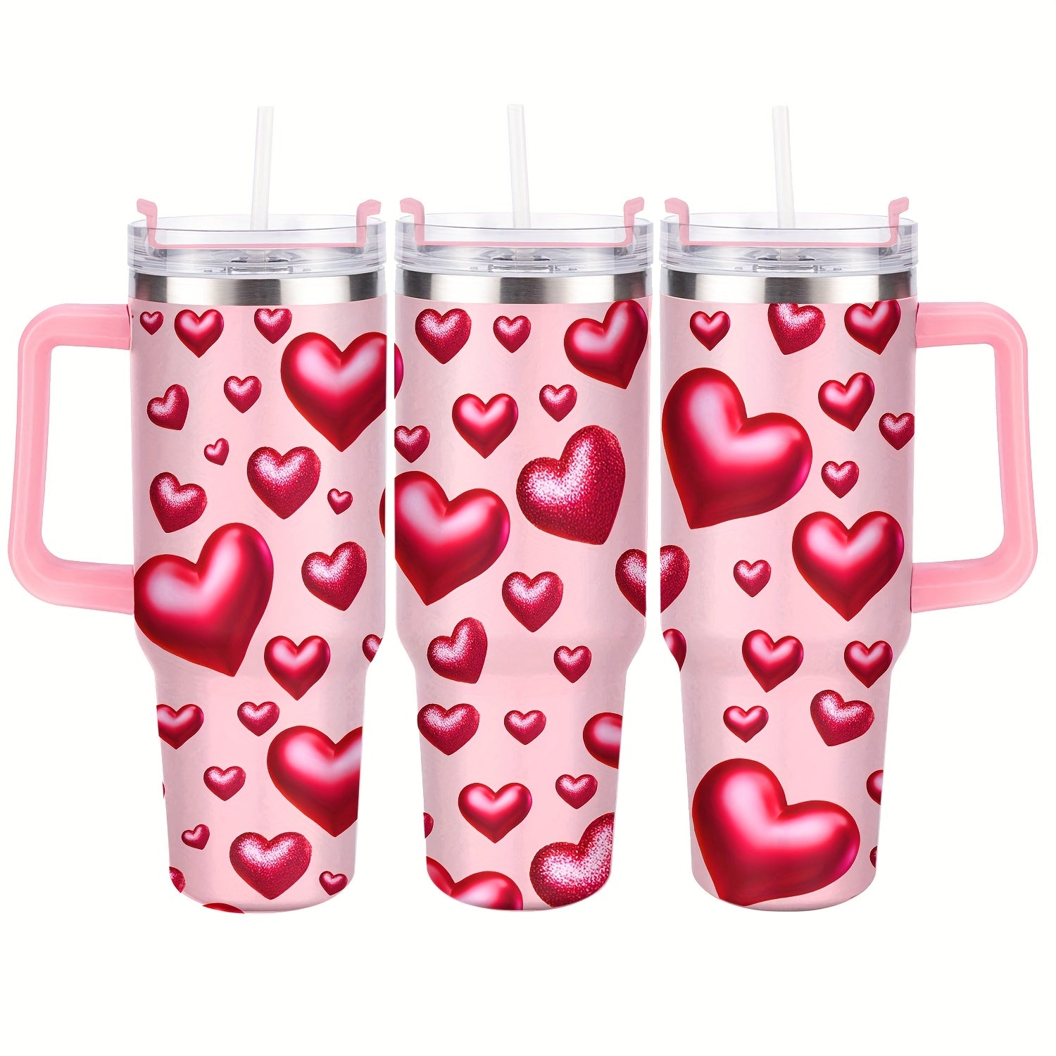 Vaso Térmico Premium 40oz con Tapa | Diseño de Corazones, Acero Inoxidable y Aislamiento al Vacío – Regalo Ideal para San Valentín