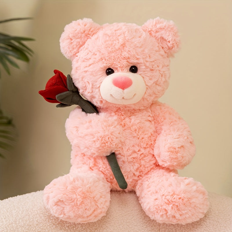 Oso de Peluche con Rosa Suave y Romántica | Regalo Perfecto para San Valentín, Aniversarios y Momentos Especiales