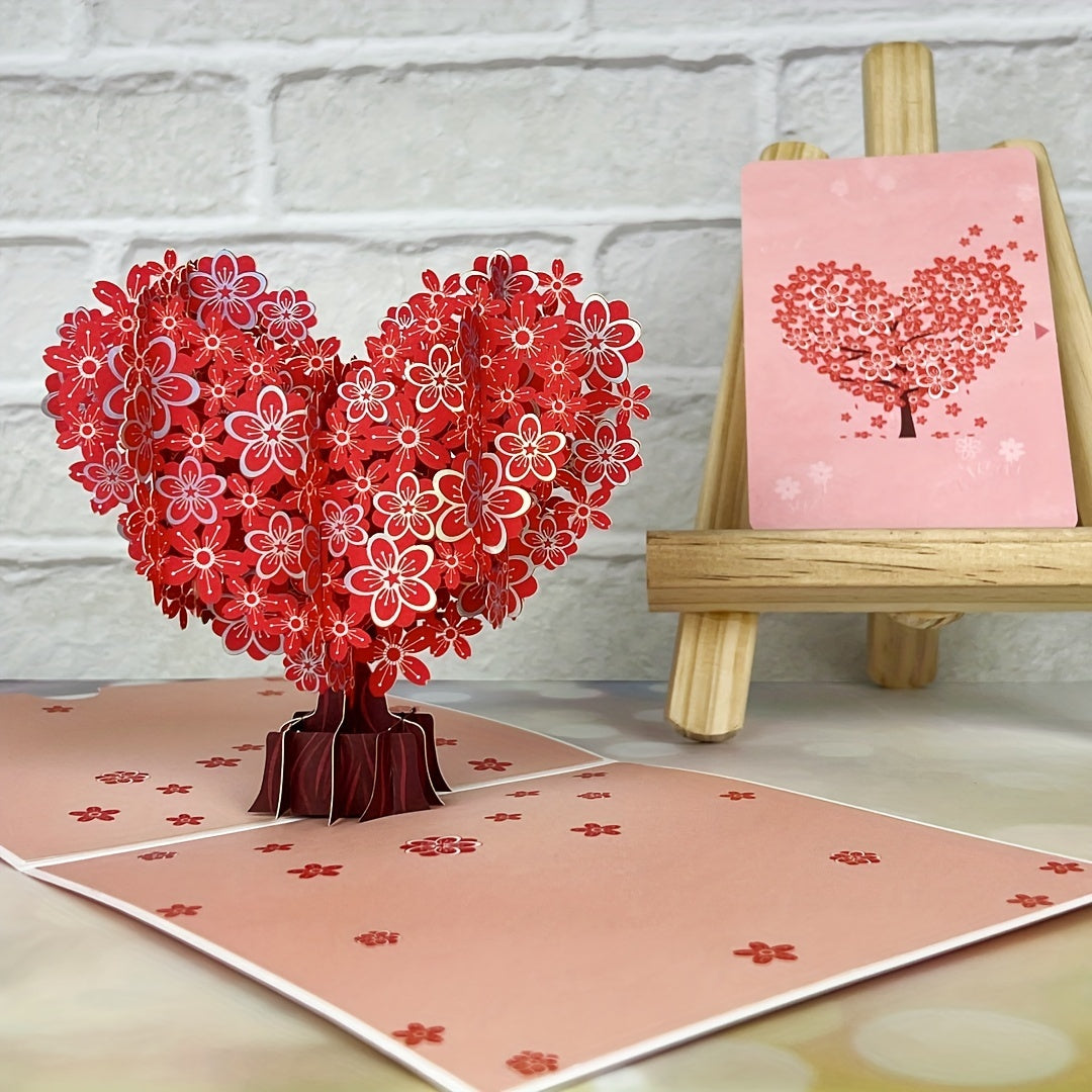 1pc Pop-up 3D Greeting Card With Envelope Giving Tree Pattern Hot Silvery Shine Suitable For Valentine's Day/Wedding/Engagement/Miss You/Anniversary, Suitable For Her/girlfriend/wife/lover/friend