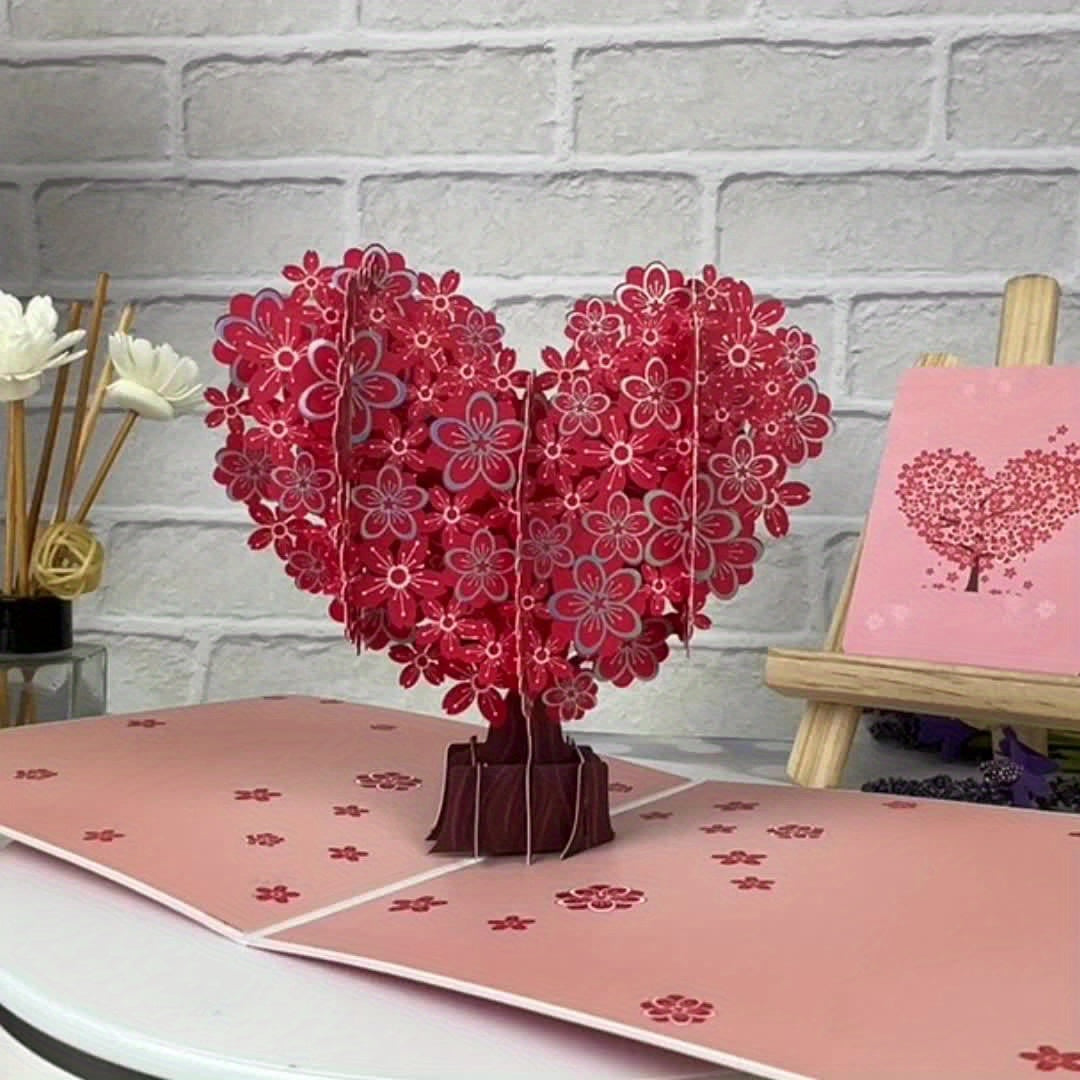 1pc Pop-up 3D Greeting Card With Envelope Giving Tree Pattern Hot Silvery Shine Suitable For Valentine's Day/Wedding/Engagement/Miss You/Anniversary, Suitable For Her/girlfriend/wife/lover/friend
