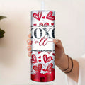 Vaso Térmico de Acero Inoxidable 20oz con Tapa y Popote | Diseño XOXO de Corazones Rojos – Regalo Ideal para San Valentín y Fechas Especiales