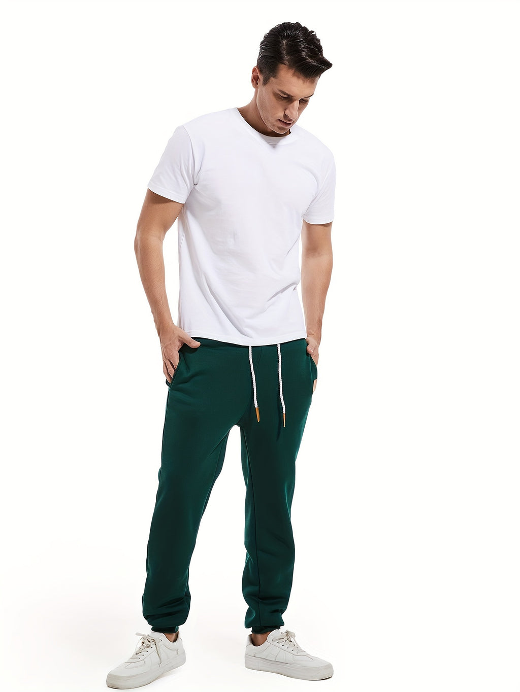 Men's Slim Fit Casual Trousers Drawstring Waist Sweatpants For Autumn And Winter