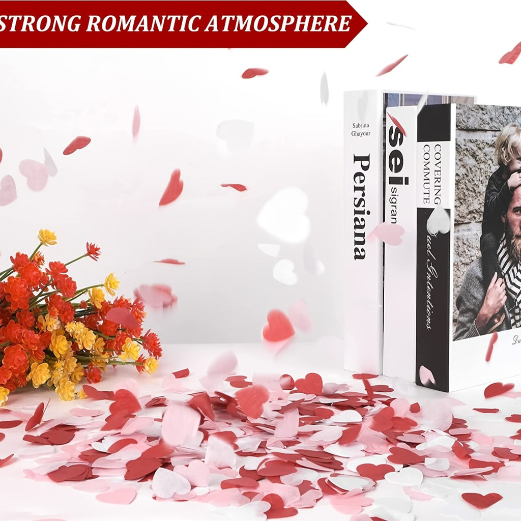 6000pcs Romantic Red and White Heart-Shaped Confetti - Valentine'S Day Party Decorations, Engagement & Wedding Celebration Supplies, Princess Theme Paper Petals for Romantic Gestures and Creative Gifts