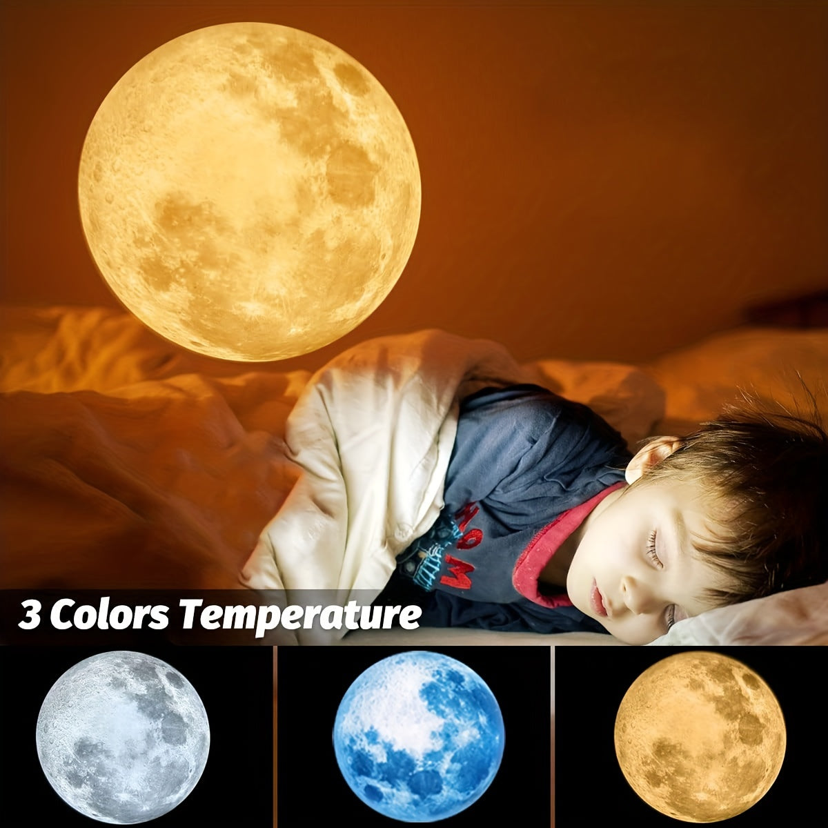 1 lamp + 3 colored moon filters (yellow, white, blue). USB plug-in portable LED projection light for bedroom ceiling photo background decoration, 360° rotatable decorative light. Perfect for Valentine's Day, proposal, weddin
