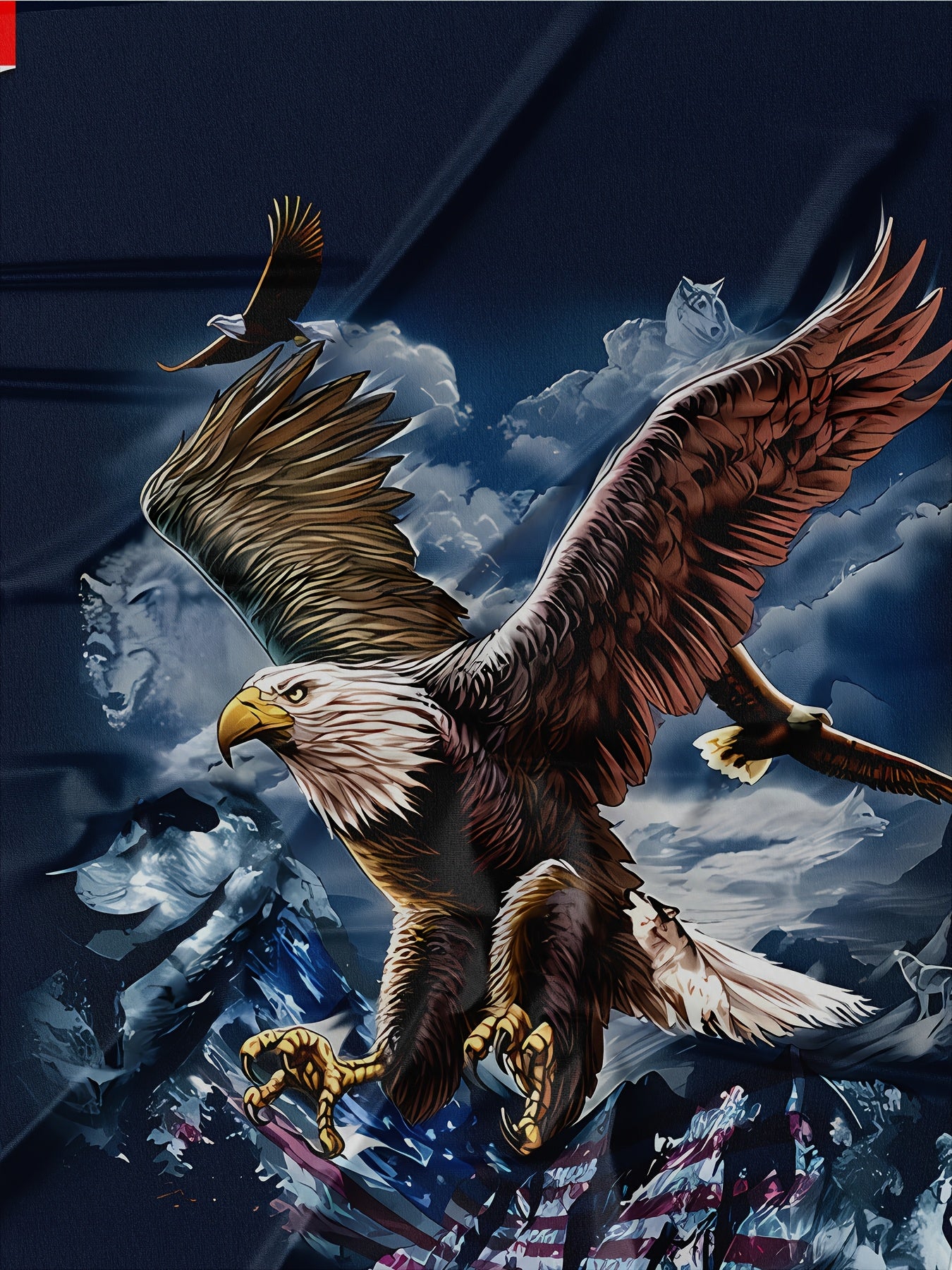 Men'S Patriotic Eagle & American Flag 3D Print T-Shirt - Navy Blue Casual Short Sleeve Round Neck Summer Tee, Regular Fit Breathable Fabric for Daily Wear & Outdoor Activities, American Flag Clothes, Comfortable Fit Shirt, Du