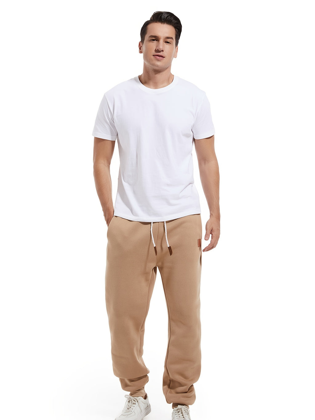 Men's Slim Fit Casual Trousers Drawstring Waist Sweatpants For Autumn And Winter