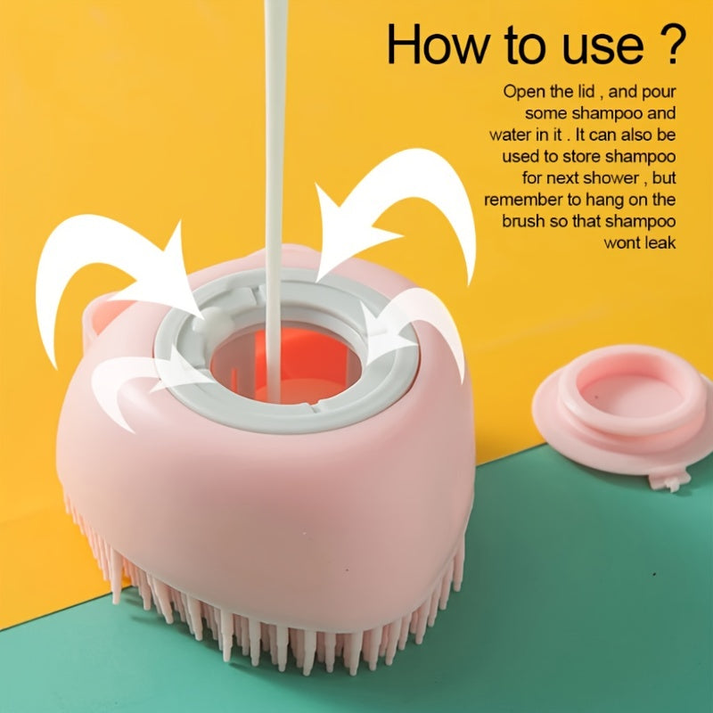 Cepillo Masajeador de Baño para Perros con Shampoo | Cerdas Suaves de Silicona, Cabezal Desmontable y Fácil Limpieza