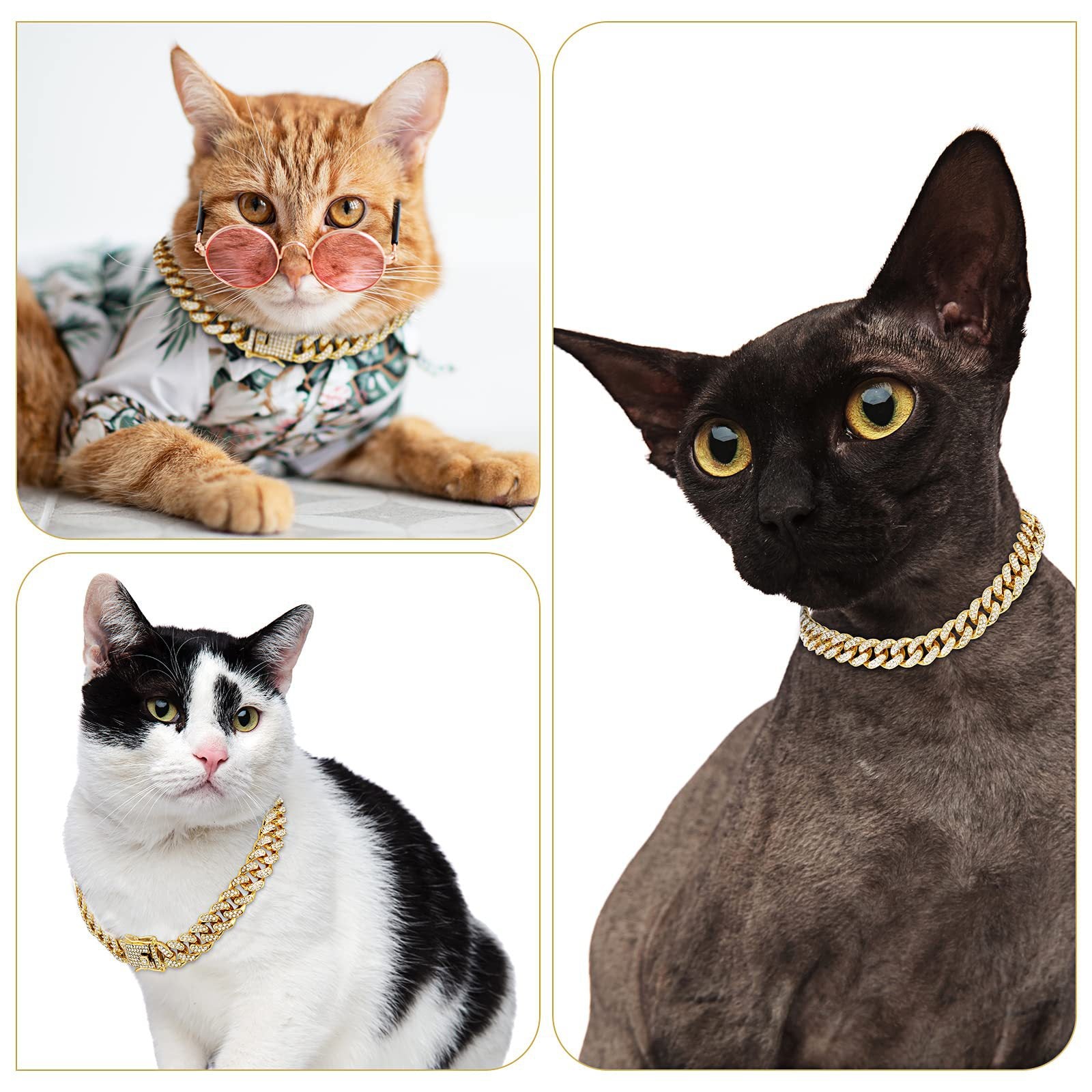 Collar para Perro con Brillo Diamondoid | Cadena Metálica Resistente y Broche Seguro para Paseos con Estilo
