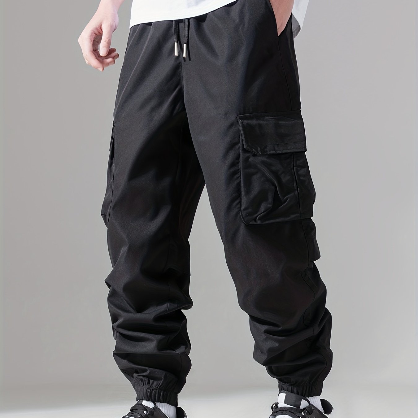 Casual Loose Fit Multi-pocket Drawstring Cargo Pants, Men's Joggers For Spring And Fall Outdoor