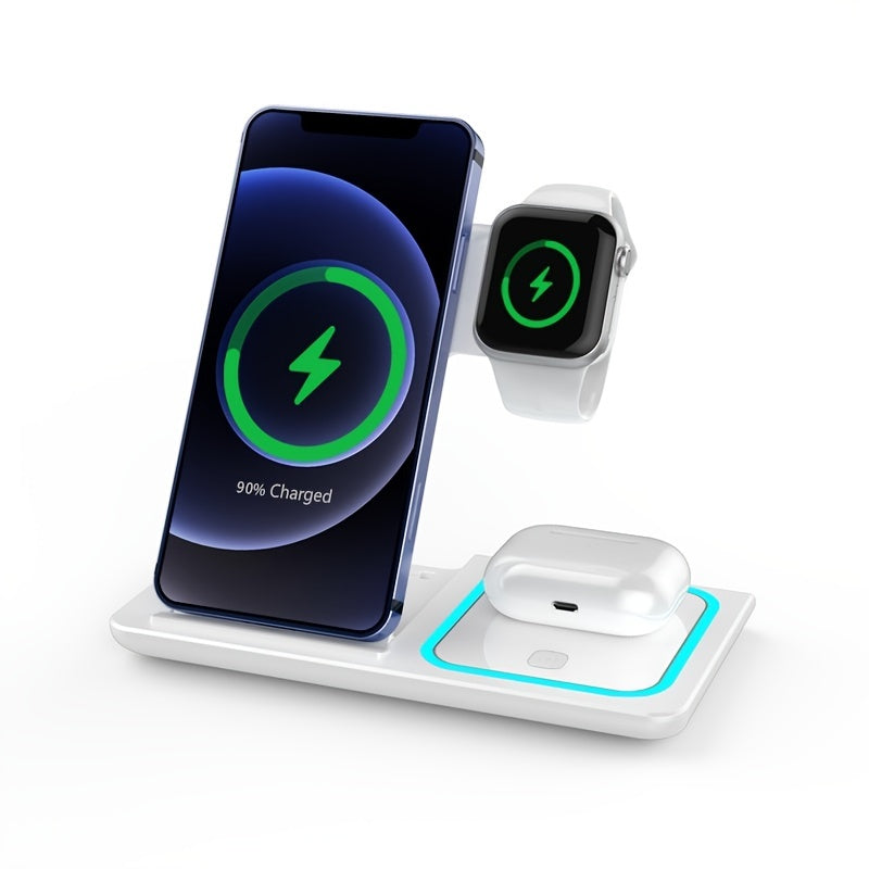 Estación de Carga Inalámbrica 3 en 1 Plegable - Cargador Rápido para iPhone, Apple Watch y AirPods