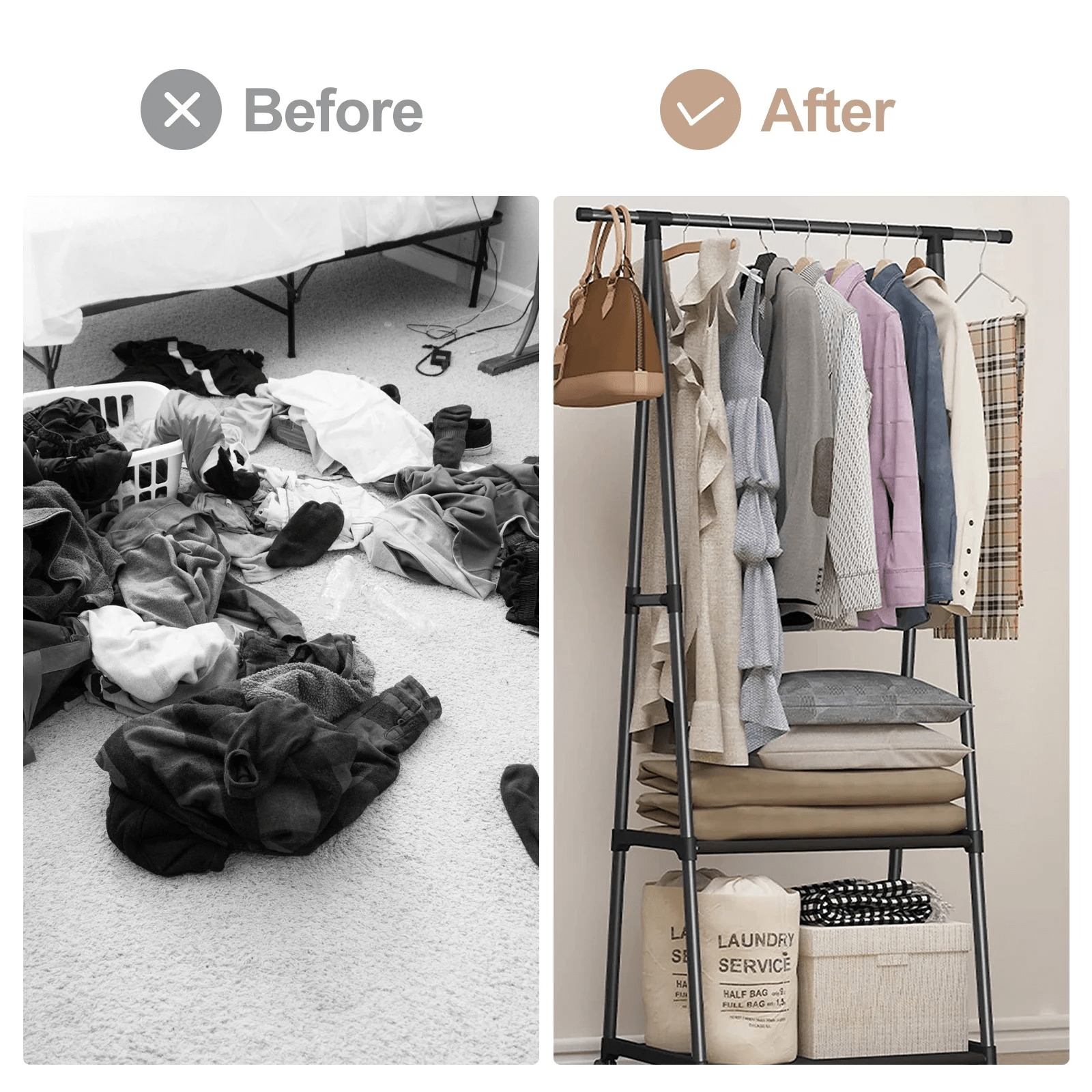 Perchero Metálico Multifuncional con Ruedas - Organizador Móvil Multinivel para Ropa y Almacenamiento