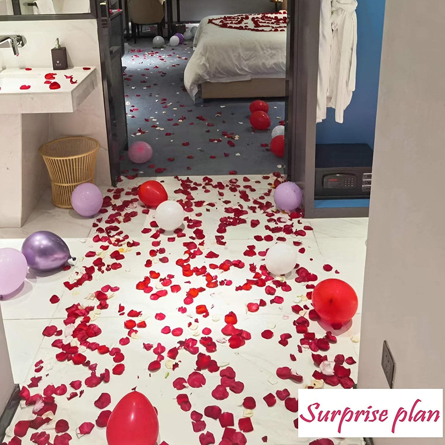 600pcs Artificial Rose Petals for Romantic Night Decoration, Suitable for Valentine's Day, Wedding, Engagement, Party, Loose Flower Decoration