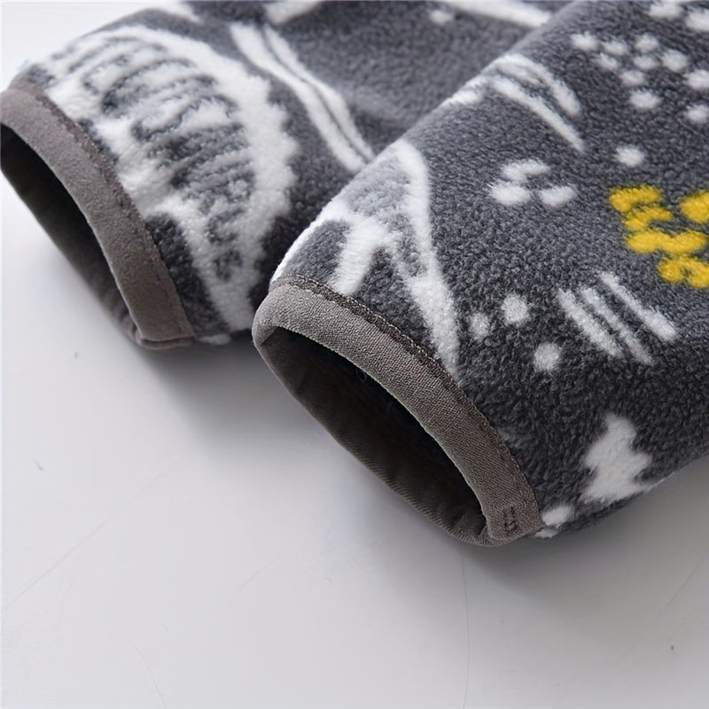 Boys' Cartoon Dinosaur Print Fleece Jacket 2022 Autumn/Winter New Arrival Baby Stand Collar Gray Thickened Plush Coat