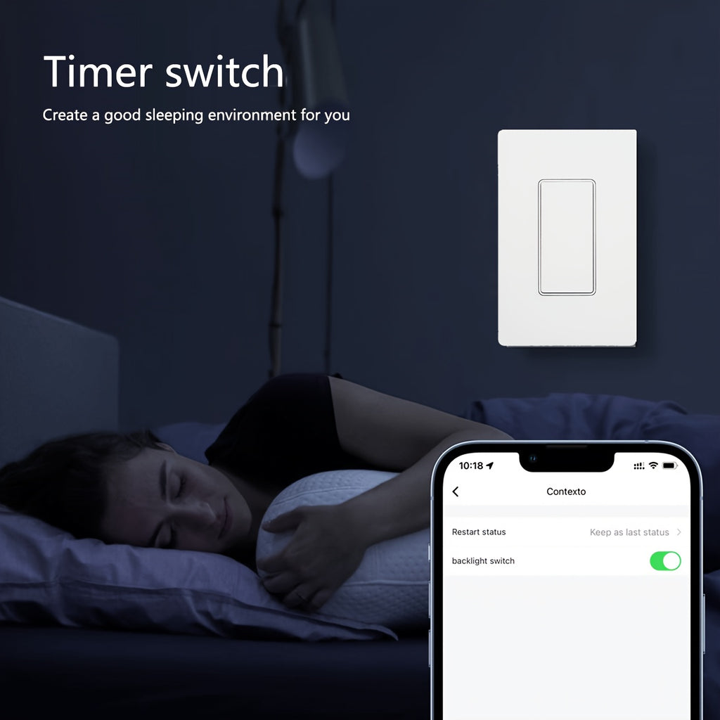 Interruptor Inteligente WiFi 2.4GHz Panel US | Control Remoto desde App Smart Life + Compatible con Alexa y Google Assistant