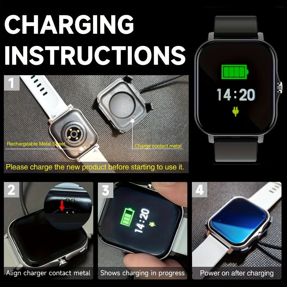 2024 Upgraded Smart Watch with Call Function - Full Touch Screen, Fitness Tracker, Zinc Alloy Case, Silicone Band, Rechargeable Lithium Battery (180mAh), Wireless Smartwatch for Android & iOS, Ideal for Mother's Day, Father's