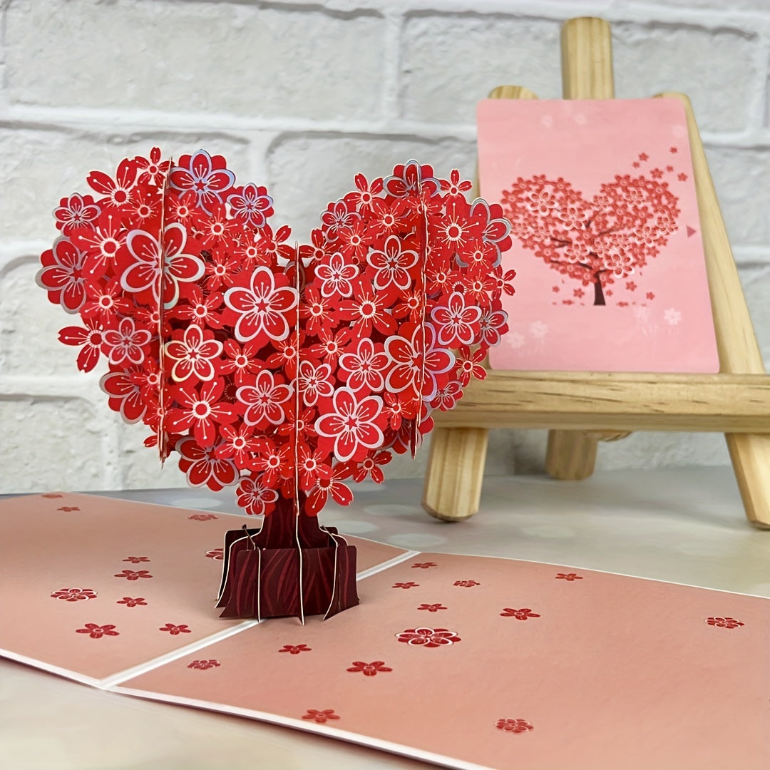 1pc Pop-up 3D Greeting Card With Envelope Giving Tree Pattern Hot Silvery Shine Suitable For Valentine's Day/Wedding/Engagement/Miss You/Anniversary, Suitable For Her/girlfriend/wife/lover/friend