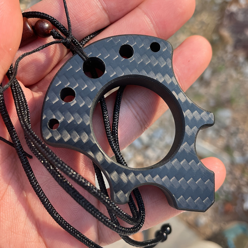 Carbon Fiber Multifunctional Pendant Necklace, Avant-Garde Style, Black Synthetic Fiber Rope, EDC Accessory, Men'S Gift, Pirate-Inspired Jewelry, Ideal for Valentine'S Day & Spring Festival