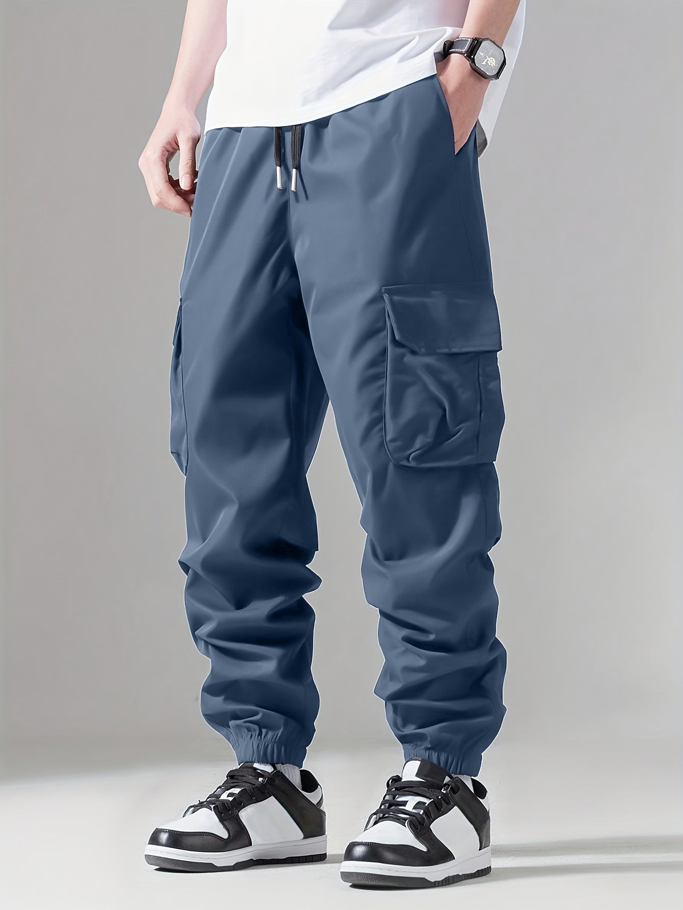 Casual Loose Fit Multi-pocket Drawstring Cargo Pants, Men's Joggers For Spring And Fall Outdoor