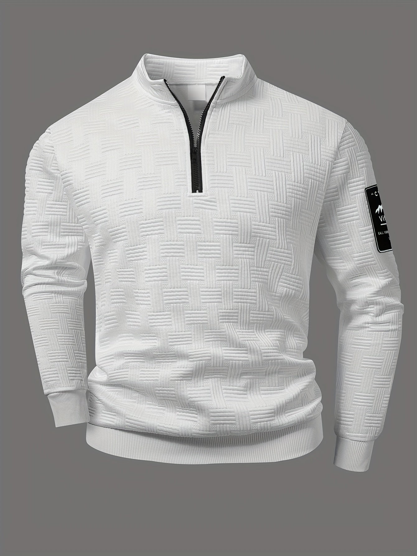 Men'S Casual Half-Zip Pullover Sweatshirt - Long Sleeve, Stand Collar, Solid Color, Zipper Detail, Regular Fit for Spring/Fall, Perfect for Outdoor Activities, Spring Fall Apparel | Modern Casual Style | Construction, Sweater