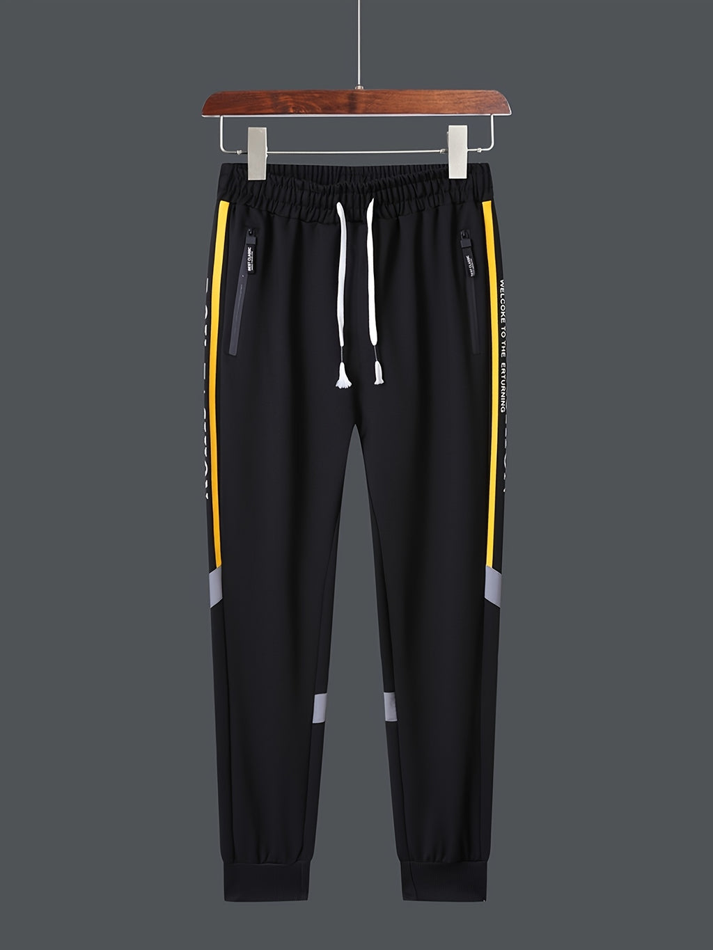 2pcs Men's Thermal Winter Jacket & Pants Set - Hooded Full-Zip Jacket with Matching Black/Yellow Track Pants, Bee Logo-like Patches (No Bees), Belted Waist & Pockets - Cold Weather Outfit for Skiing, Activities, Winter Suit M