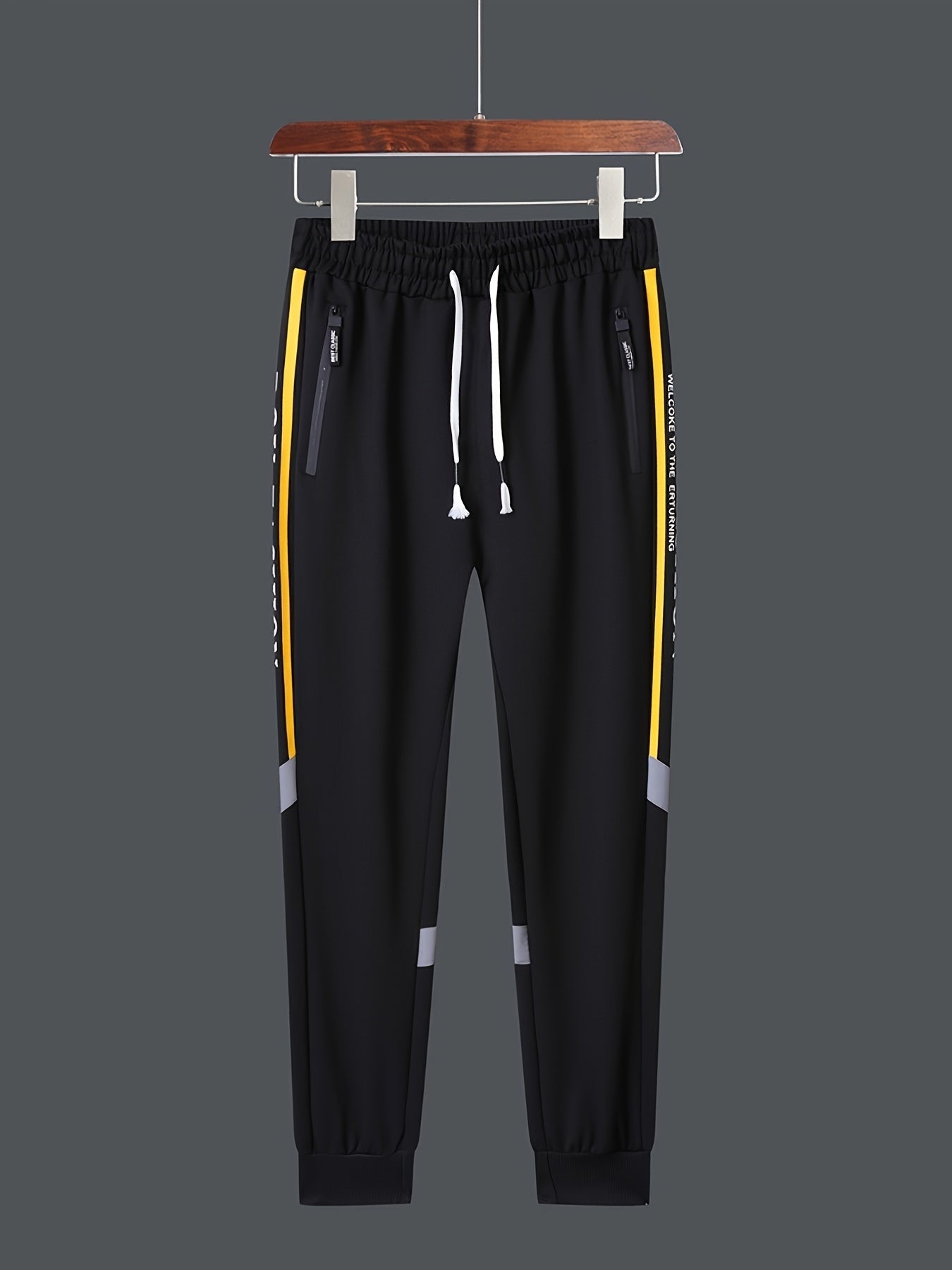 2pcs Men's Thermal Winter Jacket & Pants Set - Hooded Full-Zip Jacket with Matching Black/Yellow Track Pants, Bee Logo-like Patches (No Bees), Belted Waist & Pockets - Cold Weather Outfit for Skiing, Activities, Winter Suit M