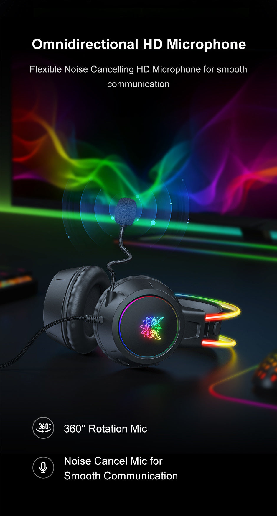 🎧 ONIKUMA Audífonos Gamer con Micrófono Antirruido Sonido Estéreo Inmersivo | Plug & Play para PC, Laptop y Streaming